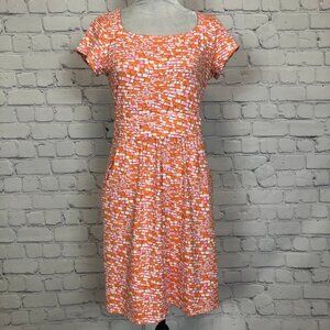 J McLaughlin Catalina Cloth Cap Sleeve Orange Tile Print Dress Size S